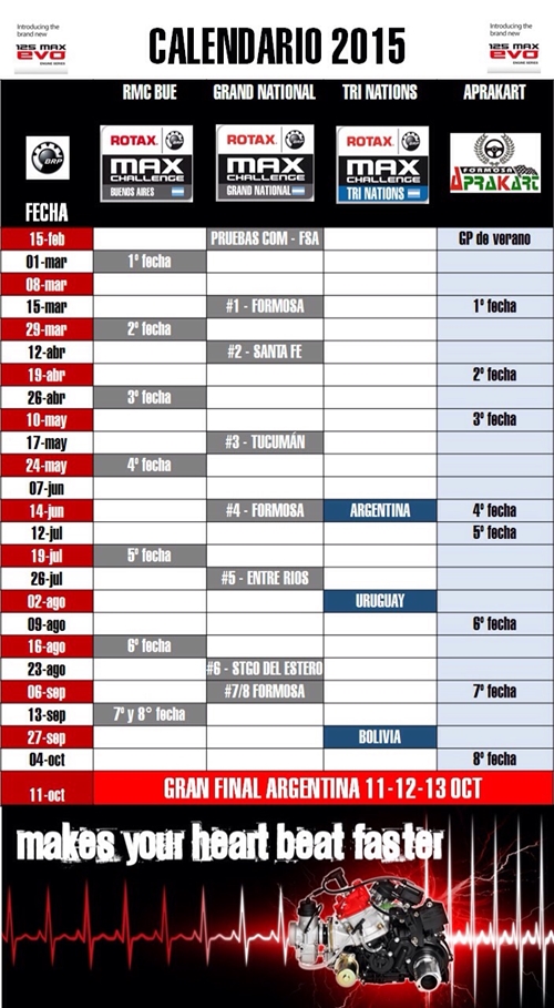 CALENDARIO ROTAX 2015 x 4